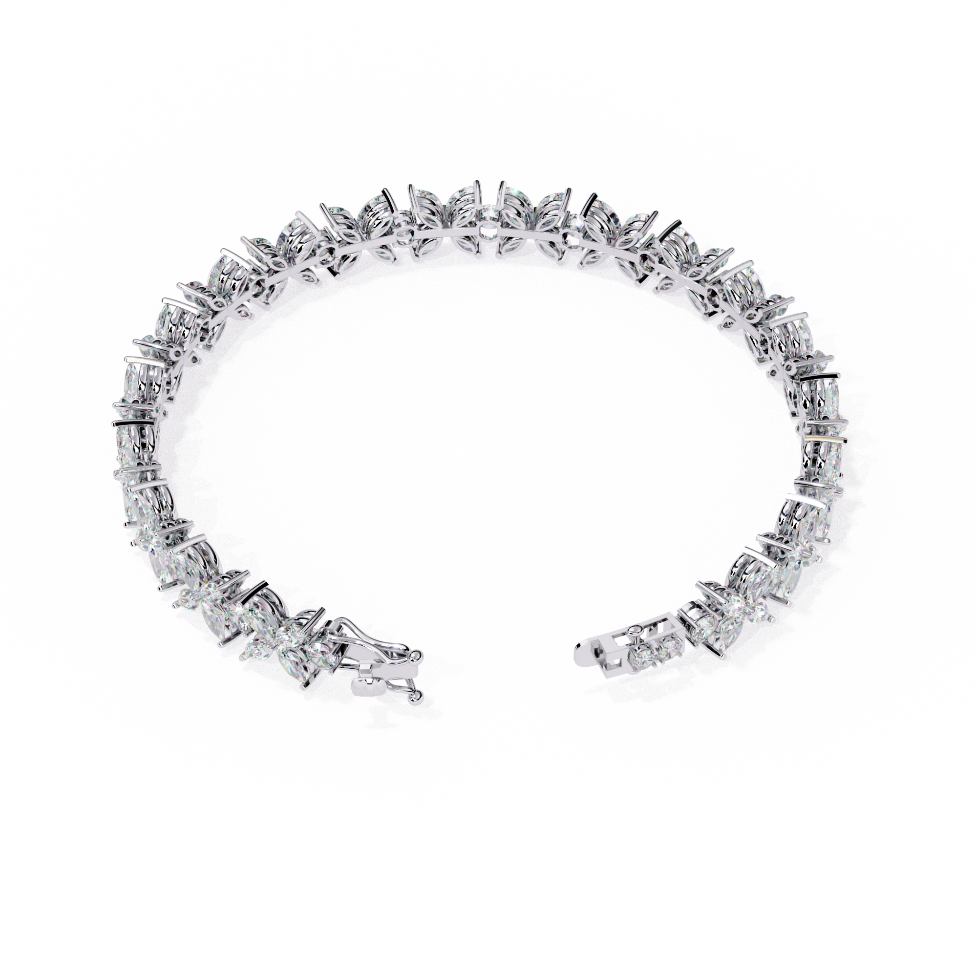 Solitairekart 6.25ct Marquise Floral Lab Grown Diamond Tennis Bracelet